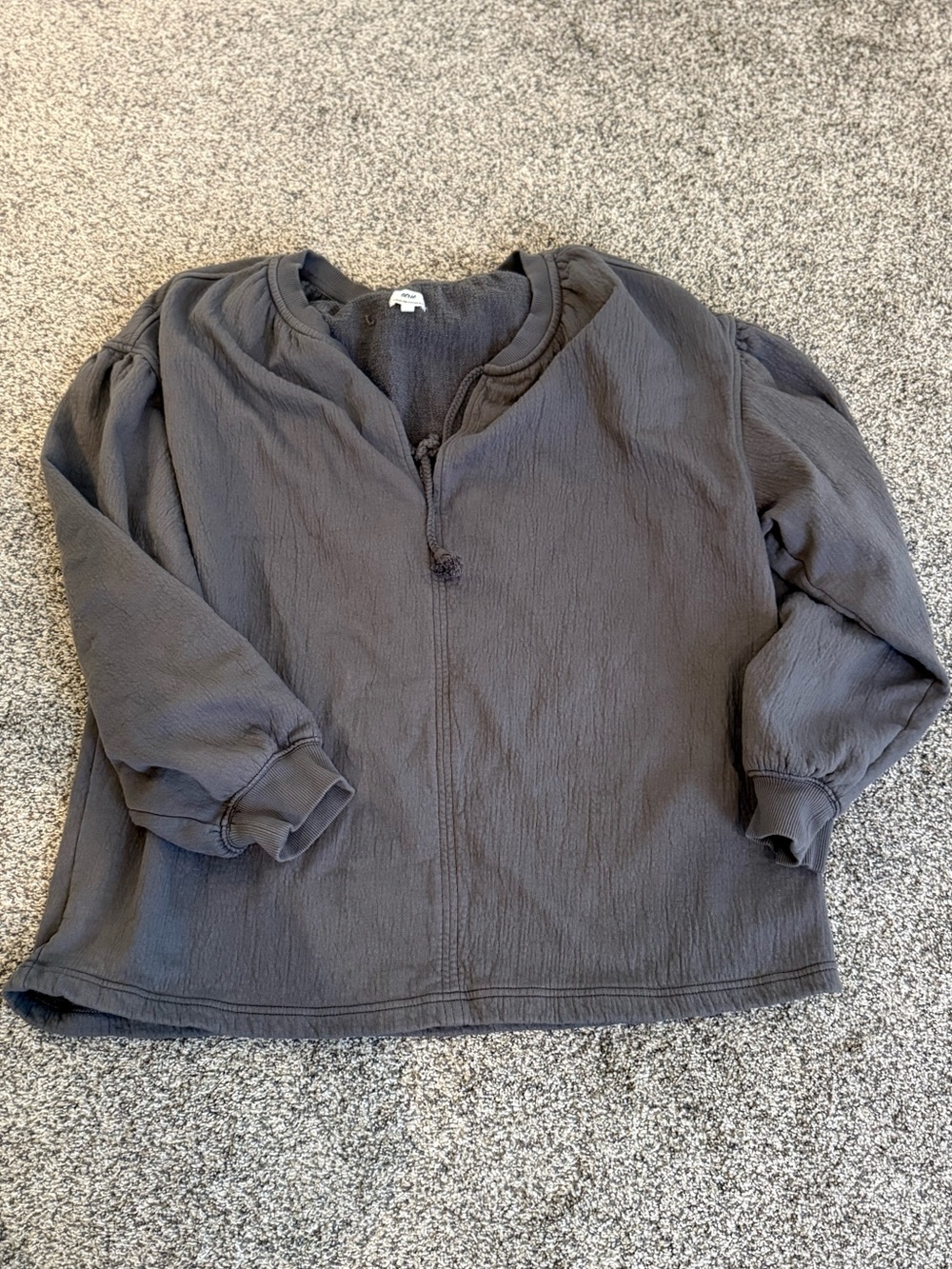 aerie Charcoal Textured Pullover Hoodie